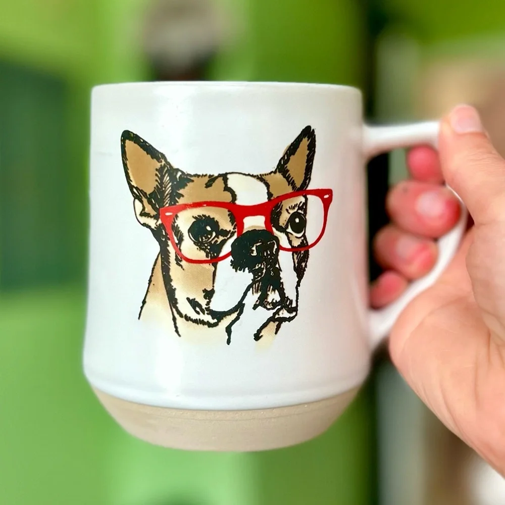 Chic French Bulldog With Glasses Ceramic Coffee Tea Kitchen Dining Mug Cup - Picture 1 of 6